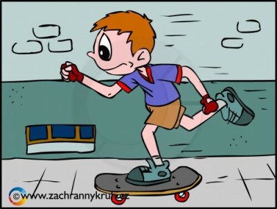 kluk jede na skateboardu po chodníku, Záchranný kruh